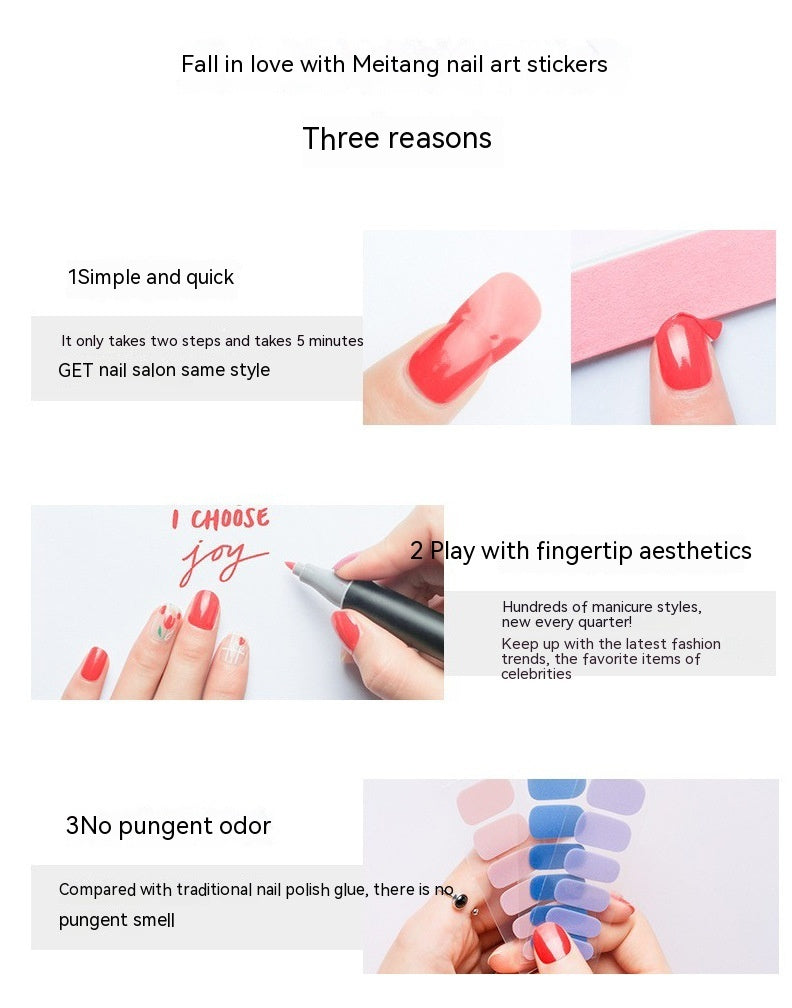 Waterproof Baking-free Summer New Nail Beauty Stickers 22 Fingers